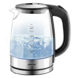 Электрочайник CENTEK CT-0030 черный стекло 1.7л, 2200Вт, внутр. LED подсветка,защита от вкл б/воды