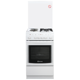 Комбинированная плита DE LUXE 506022.05гэ(кр) ЧР-030 белый (стеклянная крышка) реш.чугун