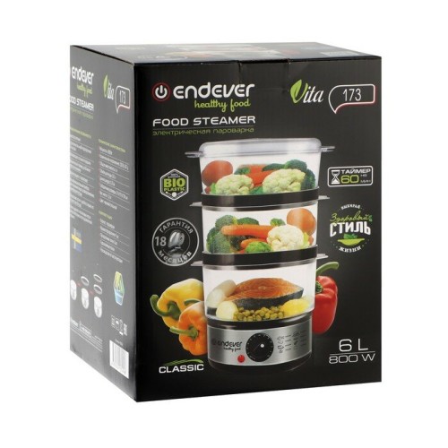 Пароварка ENDEVER Vita-173, черный/стальной