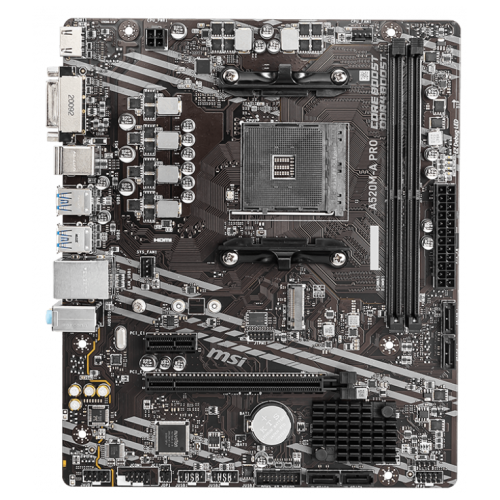 Материнская плата MSI A520M-A PRO Soc-AM4 AMD A520 2xDDR4 mATX AC`97 8ch(7.1) GbLAN RAID+DVI+HDMI