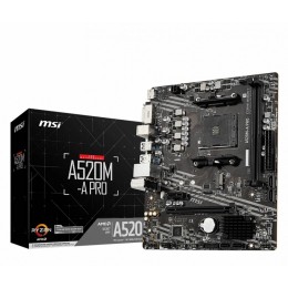 Материнская плата MSI A520M-A PRO Soc-AM4 AMD A520 2xDDR4 mATX AC`97 8ch(7.1) GbLAN RAID+DVI+HDMI