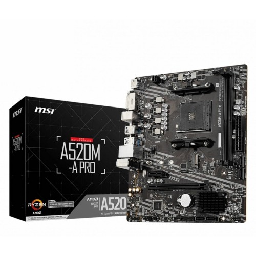 Материнская плата MSI A520M-A PRO Soc-AM4 AMD A520 2xDDR4 mATX AC`97 8ch(7.1) GbLAN RAID+DVI+HDMI