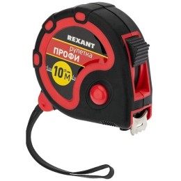 Рулетка измерительная «Профи» прорезиненный корпус REXANT, 10 м х 25 мм