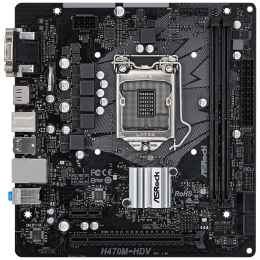 Материнская плата ASRock H470M-HDV LGA1200, H470, 2*DDR4, D-Sub+HDMI+DVI-D, 4xSATA3 6.0, 2xUSB 3.2, 4xUSB 2.0, mATX