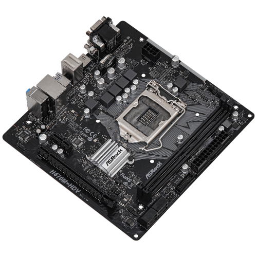 Материнская плата ASRock H470M-HDV LGA1200, H470, 2*DDR4, D-Sub+HDMI+DVI-D, 4xSATA3 6.0, 2xUSB 3.2, 4xUSB 2.0, mATX