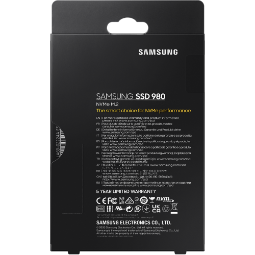 Накопитель SSD M.2 (PCI-E NVMe) 500 Gb Samsung 980 (R3100/W2600MB/s) (MZ-V8V500BW)