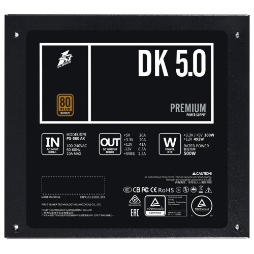 Блок питания 1STPLAYER DK PREMIUM 500W / ATX 2.4, APFC, 80 PLUS BRONZE, 120mm fan / PS-500AX