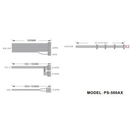 Блок питания 1STPLAYER DK PREMIUM 500W / ATX 2.4, APFC, 80 PLUS BRONZE, 120mm fan / PS-500AX