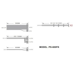 Блок питания 1STPLAYER FK 600W / ATX 2.4, APFC, 120mm fan / PS-600FK