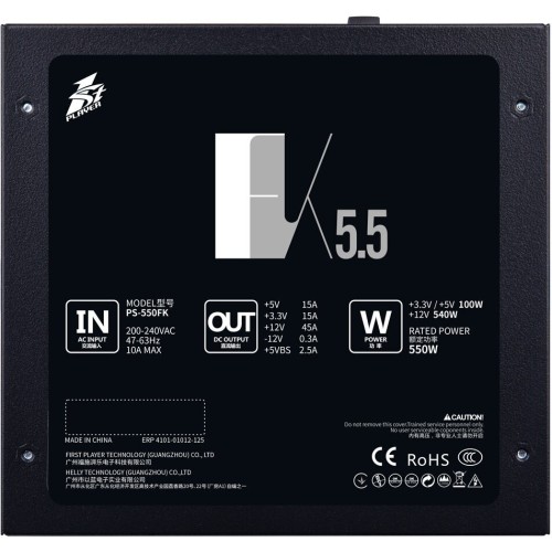Блок питания 1STPLAYER FK 550W / ATX 2.4, APFC, 120mm fan / PS-550FK