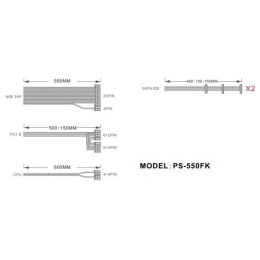 Блок питания 1STPLAYER FK 550W / ATX 2.4, APFC, 120mm fan / PS-550FK