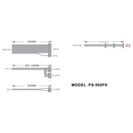 Блок питания 1STPLAYER FK 500W / ATX 2.4, APFC, 120mm fan / PS-500FK
