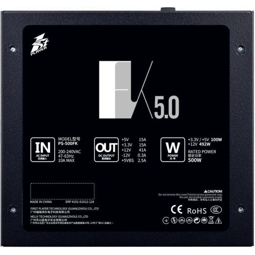 Блок питания 1STPLAYER FK 500W / ATX 2.4, APFC, 120mm fan / PS-500FK