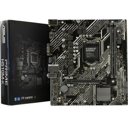 Материнская плата Asus Prime H510M-K, LGA1200, H510, 2*DDR4, D-Sub + HDMI, SATA3, Audio, Gb LAN, USB 3.2, USB 2.0, COM*1 header (w/o cable), mATX