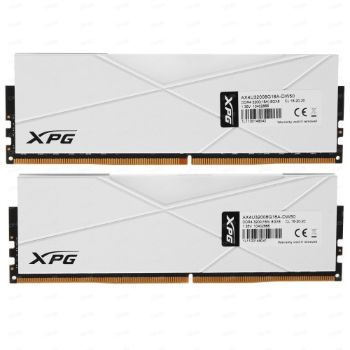 Модуль памяти 16GB ADATA DDR4 3200 DIMM XPG SPECTRIX D50 RGB White Gaming Memory AX4U32008G16A-DW50 Non-ECC, CL16, 1.35V, Heat Shield, Kit (2x8GB), RTL