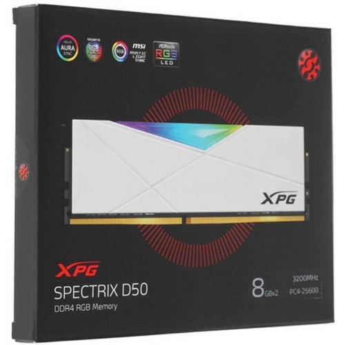 Модуль памяти 16GB ADATA DDR4 3200 DIMM XPG SPECTRIX D50 RGB White Gaming Memory AX4U32008G16A-DW50 Non-ECC, CL16, 1.35V, Heat Shield, Kit (2x8GB), RTL