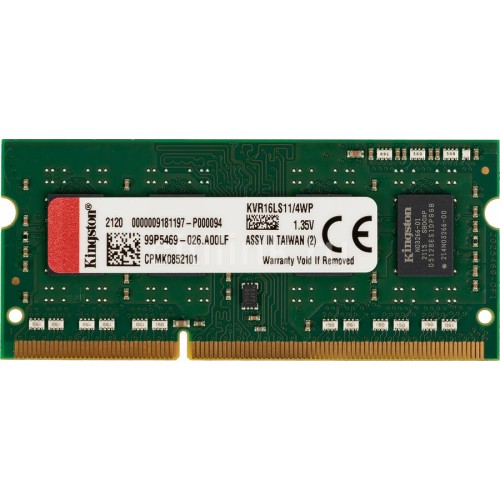 Память Kingston 4GB DDR3L 1600MHz KVR16LN11/4WP VALUERAM RTL PC3-12800 CL11 DIMM 240-pin 1.35В
