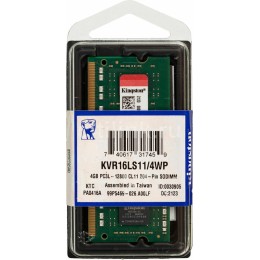 Память Kingston 4GB DDR3L 1600MHz KVR16LN11/4WP VALUERAM RTL PC3-12800 CL11 DIMM 240-pin 1.35В