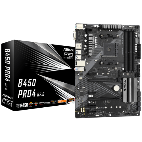 Материнская плата ASROCK B450 PRO4 R2.0 (AMD B450 SAM4 ATX)