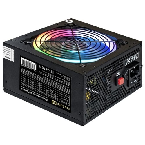 Блок питания 800W ExeGate EVO800-LT (ATX, APFC, 12cm RGB fan, 24pin, (4+4)pin, PCI-E, 5xSATA, 3xIDE, FDD, black)