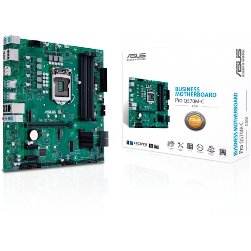 Материнская плата ASUS PRO Q570M-C/CSM, LGA1200, Q570, 4*DDR4, D-Sub+DP*2+HDMI, SATA6, Audio, USB 3.2*7, LPT*1 header (w/o cable), COM*2 header (w/o cable), mATX ;90MB1700-M0EAYC