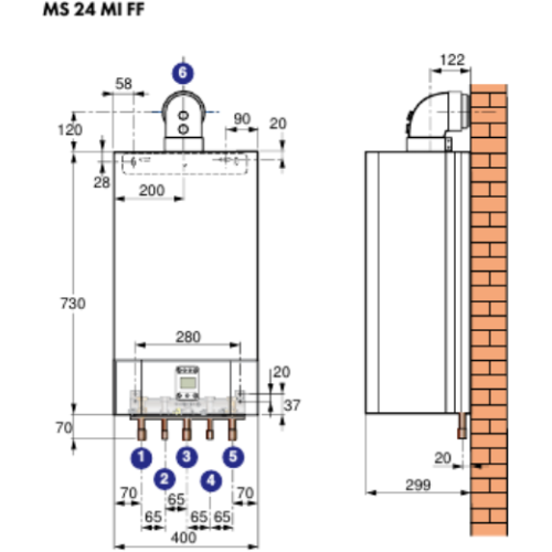 Котел De Dietrich ZENA MS 24 MI FF газовый настенный 24 кВт двухконтурный с закрытой камерой сгорания