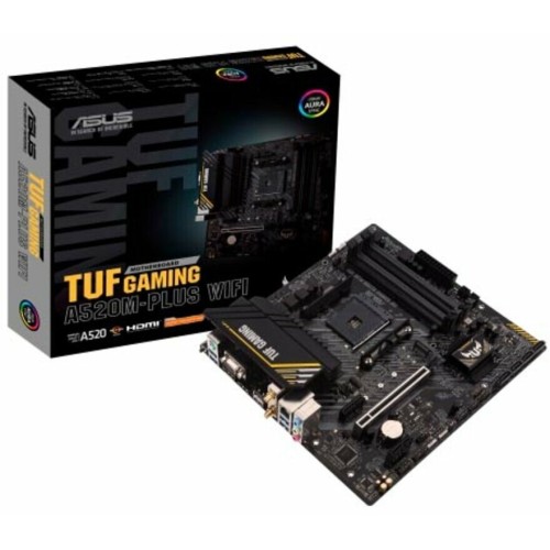 Материнская плата ASUS TUF GAMING A520M-PLUS WIFI, Socket AM4, A520, 4*DDR4, D-Sub+DVI+HDMI, SATA3, Audio, Gb LAN, COM*1 header, mATX