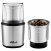 Кофемолка KITFORT КТ-757, 200Вт, система помола: ножи, вместимость: 75гр, нержавеющая сталь/черный