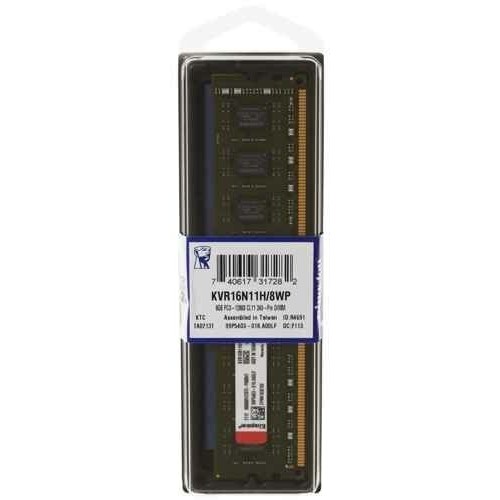 Модуль памяти 8GB Kingston DDR3 1600 DIMM Height 30mm  KVR16N11H/8WP Non-ECC, Unbuffered, CL11, 1.5V, 2R, 4Gbit, RTL