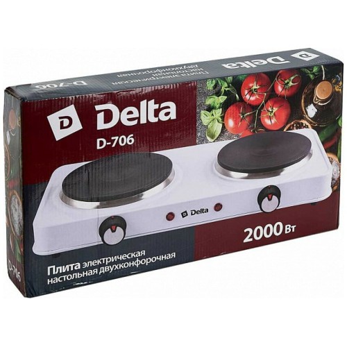 Плита электрическая DELTA D-706 двухконфорочная диск белая (5)