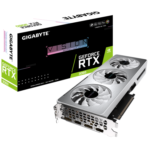Видеокарта Gigabyte N3060VISIONOC-12GD LHR PCIE16 12288Mb 192 GDDR6 1837/15000 HDMIx2 DPx2 HDCP