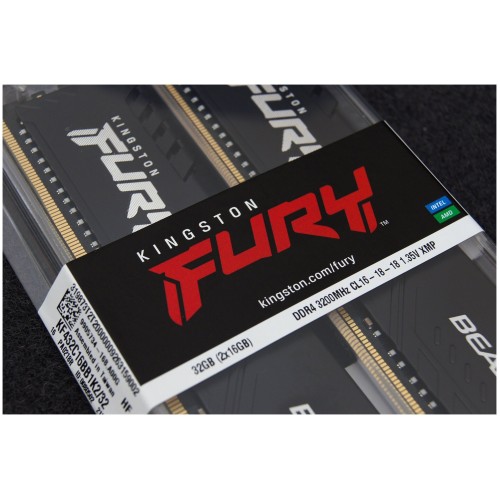 Память Kingston 32GB DDR4 3200MHz CL16 DIMM (Kit of 2) 1Gx8 FURY Beast Black
