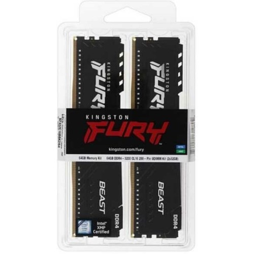 Память оперативная Kingston 64GB 3200MHz DDR4 CL16 DIMM (Kit of 2) FURY Beast Black