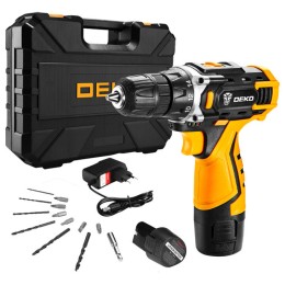 Аккумуляторная дрель-шуруповерт DEKO DKCD12FU-Li SET3 в кейсе + оснастка 13 шт, 2*1,5 А·ч063-4173