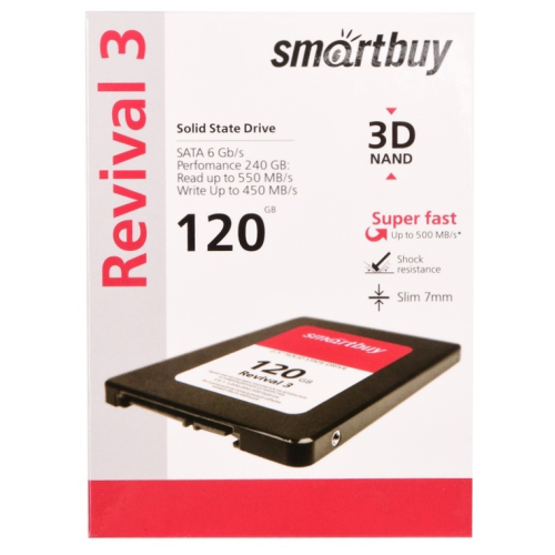 Внутренний SSD-накопитель CBR SSD-120GB-2.5-ST21, серия "Standard", 120 GB, 2.5", SATA III 6 Gbit/s, Phison PS3111-S11, 3D TLC NAND, R/W speed up to 550/420 MB/s, TBW 100 TB