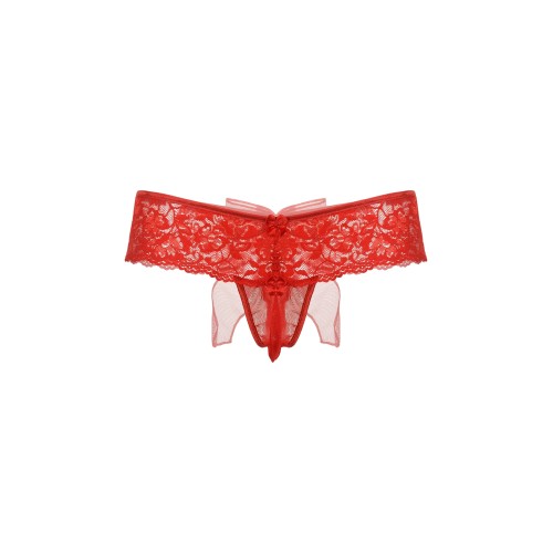 Шортики с бантиком открытые кружевные SoftLine Collection, красный, S/M