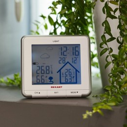  Метеостанция REXANT S637B с ЖК-экраном и беспроводным датчиком
