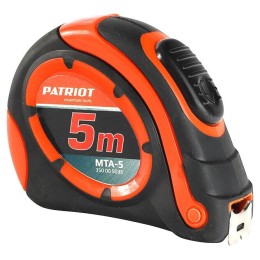 Рулетка PATRIOT MTA-5, автостоп, ударопрочный корпус, обрезиненная, 5м