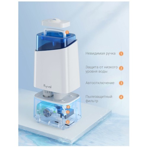 Увлажнитель воздуха KYVOL Ultrasonic Cool Mist Humidifier EA200 (Wi-Fi) Бело-голубой (с колёсиком уп