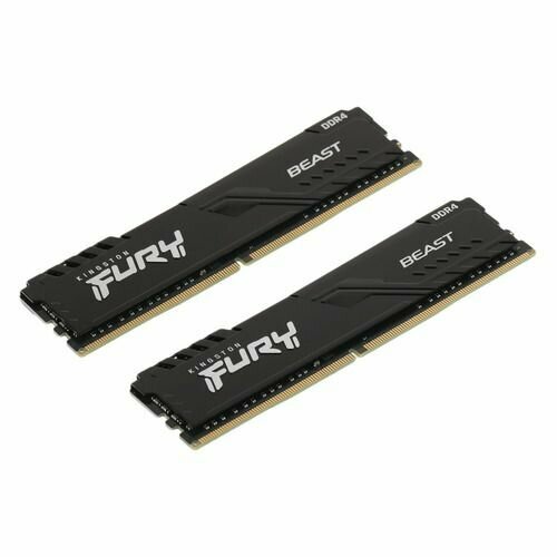 Модуль памяти Kingston DDR4 DIMM 32Gb PC25600, 3200Mhz, FURY Beast Black CL16 (Kit of 2) (KF432C16BBK2/32) (retail)