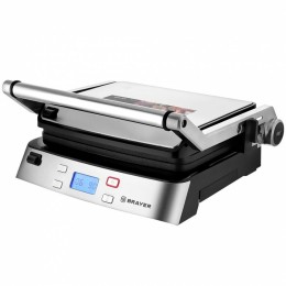 Гриль BRAYER BR2006, 2000 Вт, съем.пласт, LCD-дисп, рифл.пласт 29*23см, темп 230