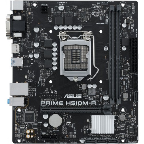 Материнская плата ASUS PRIME H510M-R-SI, LGA1200, H510, 2*DDR4, DVI+D-Sub + HDMI, SATA3, Audio, Gb LAN, USB 3.2, COM*1 header (w/o cable),mATX