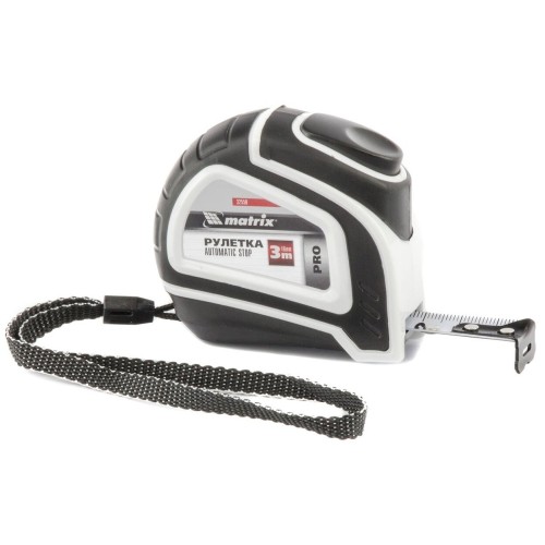 Рулетка MATRIX Autostop, 3 м х 16 мм двухкомпонентный корпус 32550