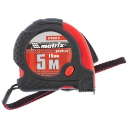 Рулетка MATRIX Status magnet fixation, 5 м х 19 мм, обрезиненный корпус, зацеп с магнитом// 31023