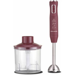 Блендер WILLMARK WHB-1250PS (500Вт,рег.скор,турбо режим,Soft touch, измельчитель,бордовый)