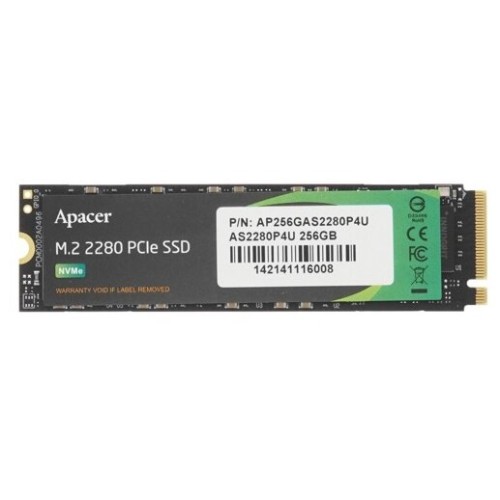 Твердотельный накопитель SSD 256 Gb Apacer AS2280P4U, M.2, PCIe Gen3 x4, NVMe, 3500/3000 MB/s (AP256GAS2280P4U-1)