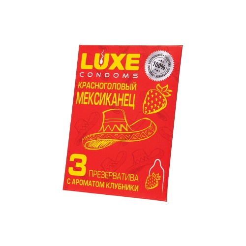 Презервативы Luxe КОНВЕРТ, Красноголовый мексиканец, клубника, 18 см., 3 шт. в упаковке