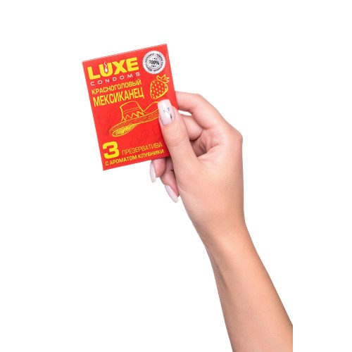 Презервативы Luxe КОНВЕРТ, Красноголовый мексиканец, клубника, 18 см., 3 шт. в упаковке
