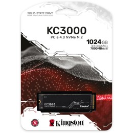 Накопитель SSD Kingston 1Tb KC3000 M.2 Series <SKC3000S/1024G> (PCI-E 4.0 x4, up to 7000/6000Mbs, 1000000 IOPS, 3D TLC, NVMe, 800TBW, Phison E18, 22х80mm, LP graphen heatsink)