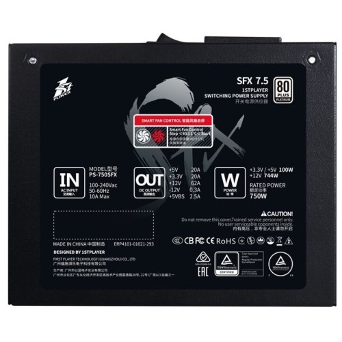 Блок питания 1STPLAYER SFX 750W PLATINUM / SFX, APFC, 80 PLUS Platinum, 80mm fan, full modular / PS-750SFX
